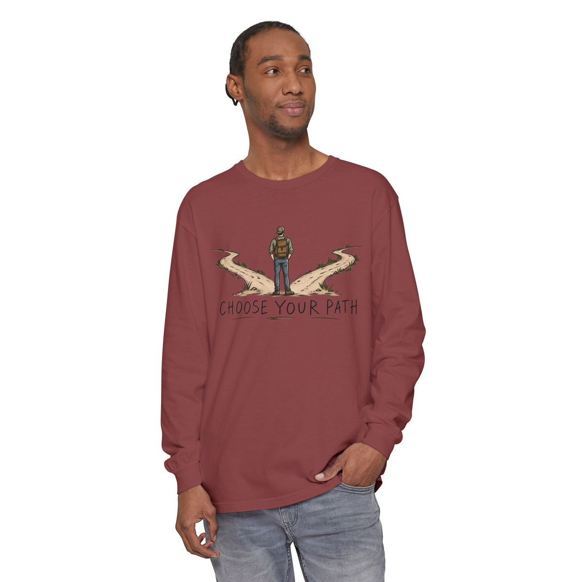 Choose Your Path Garment-Dyed Long Sleeve T-Shirt
