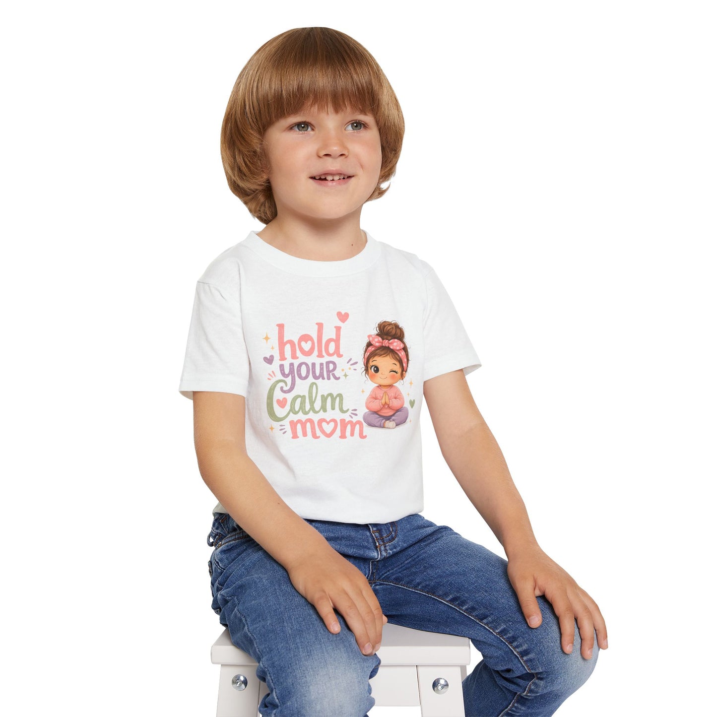 Toddler T-Shirt — 'Hold Your Calm Mom' Winking Meditating Girl