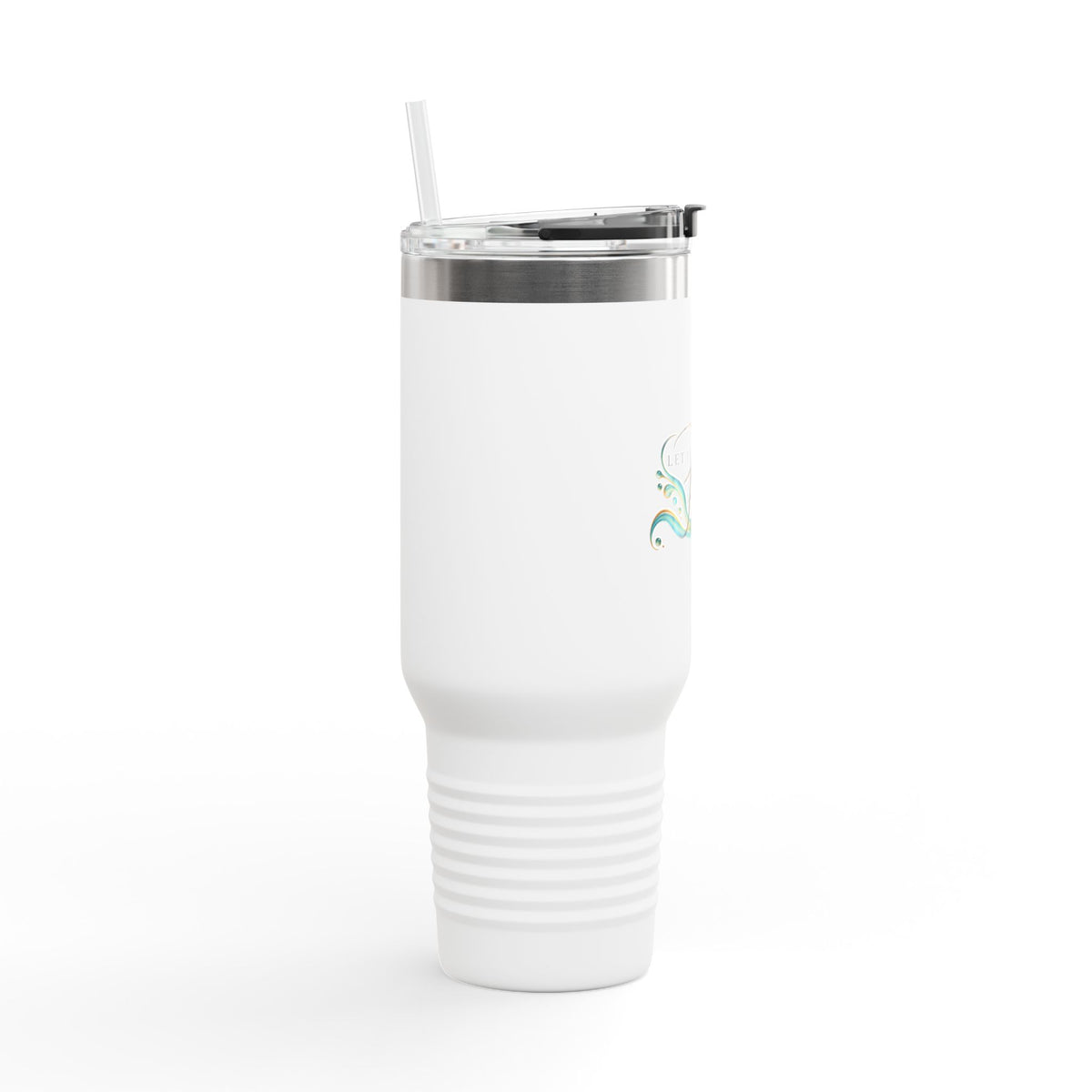 40oz Insulated Travel Mug — “Let It Flow” Wave Design