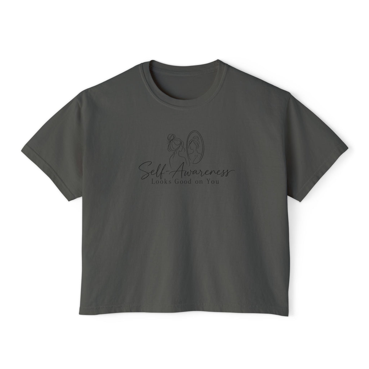 Self-Awareness Women's Boxy Tee | Minimal Line Art Self-Care Shirt