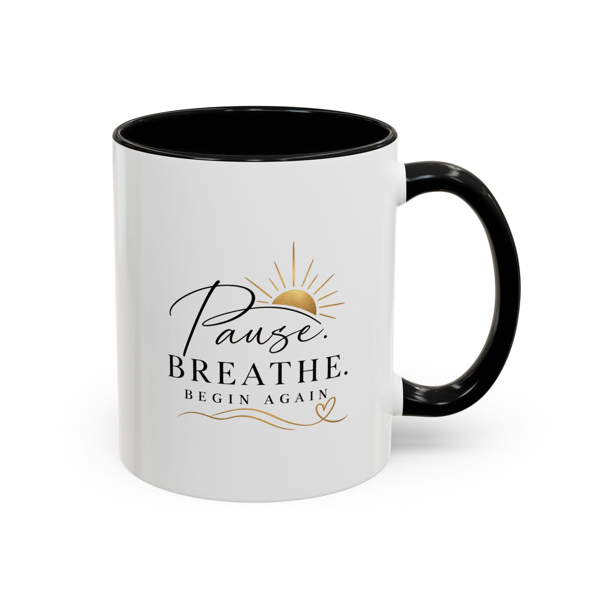 Pause. Breathe. Begin Again Mug — Inspirational Ceramic
