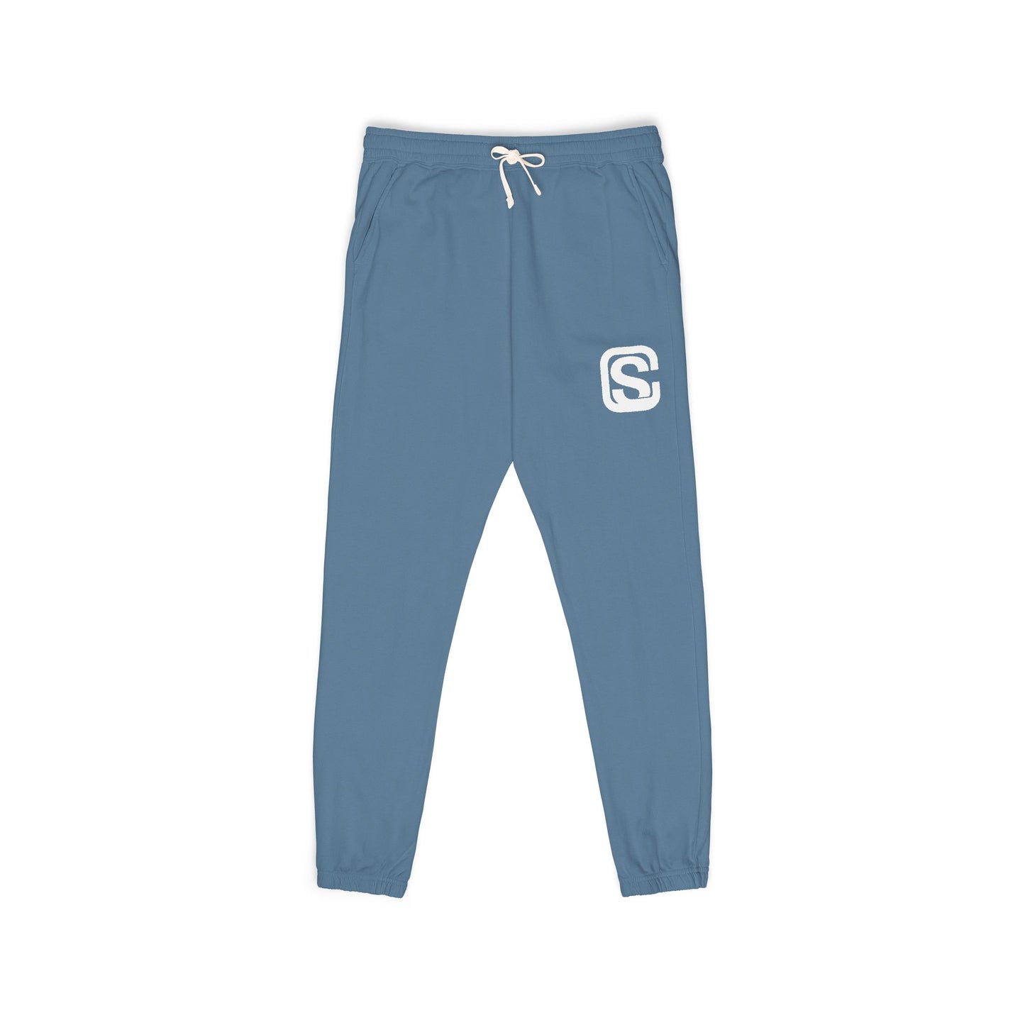 Embroidered 'C and S' Jogger Sweatpants — Garment-Dyed Fleece Casual Pants