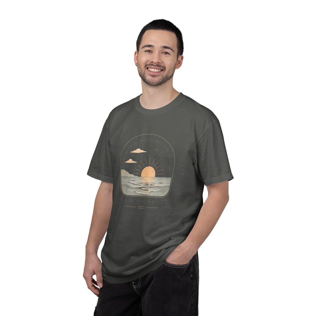 Sunset Calm Tee — Garment-Dyed Seaside T-Shirt