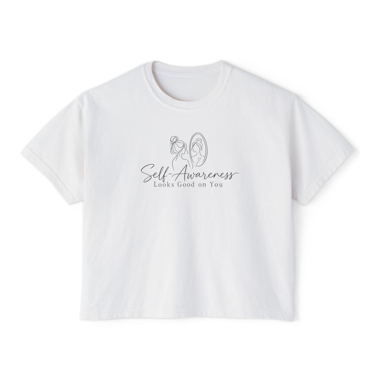 Self-Awareness Women's Boxy Tee | Minimal Line Art Self-Care Shirt