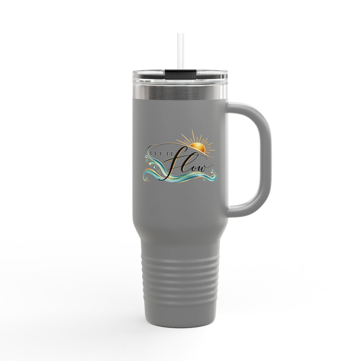 40oz Insulated Travel Mug — “Let It Flow” Wave Design