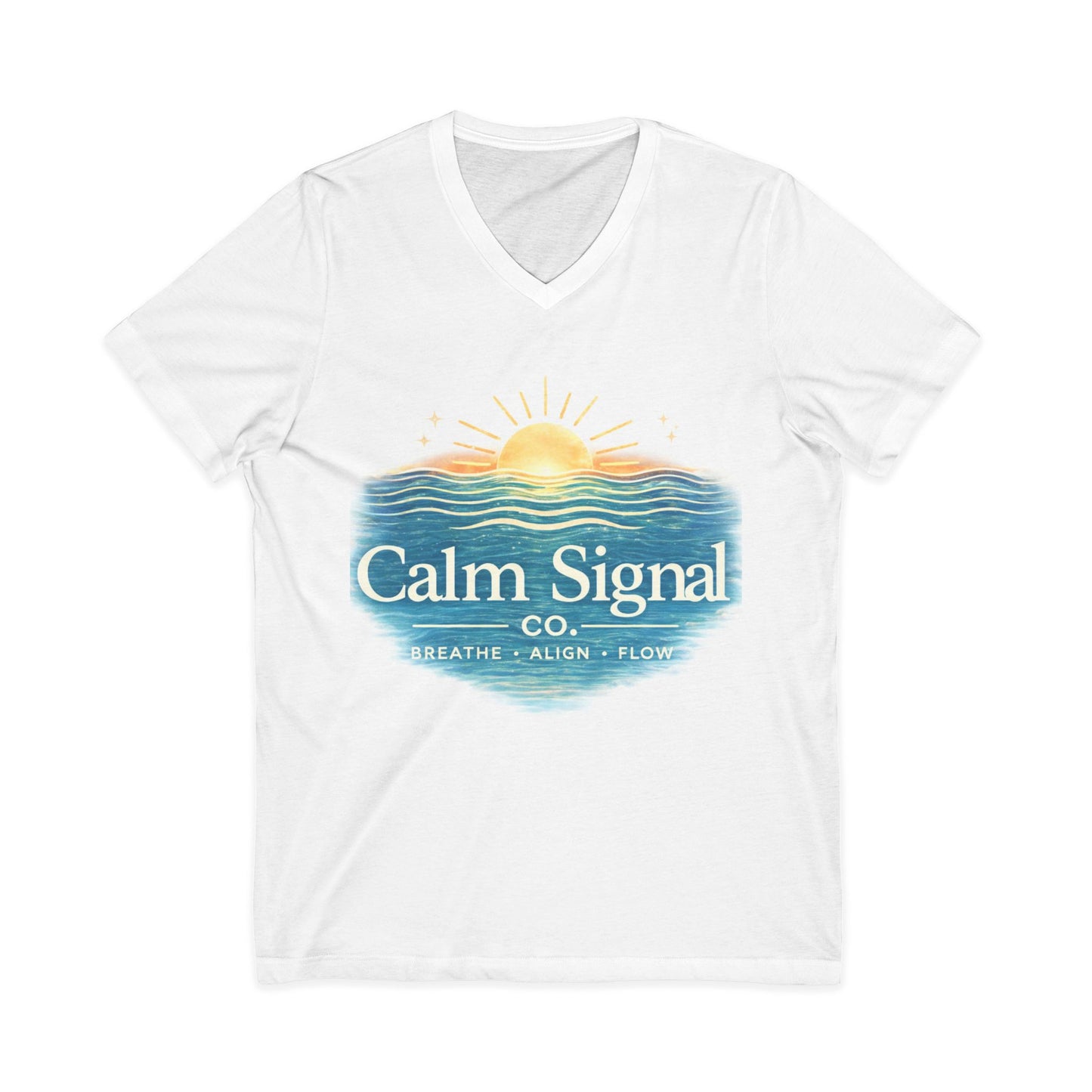 Calm Signal V-Neck Tee — Bella+Canva Lightweight Cotton