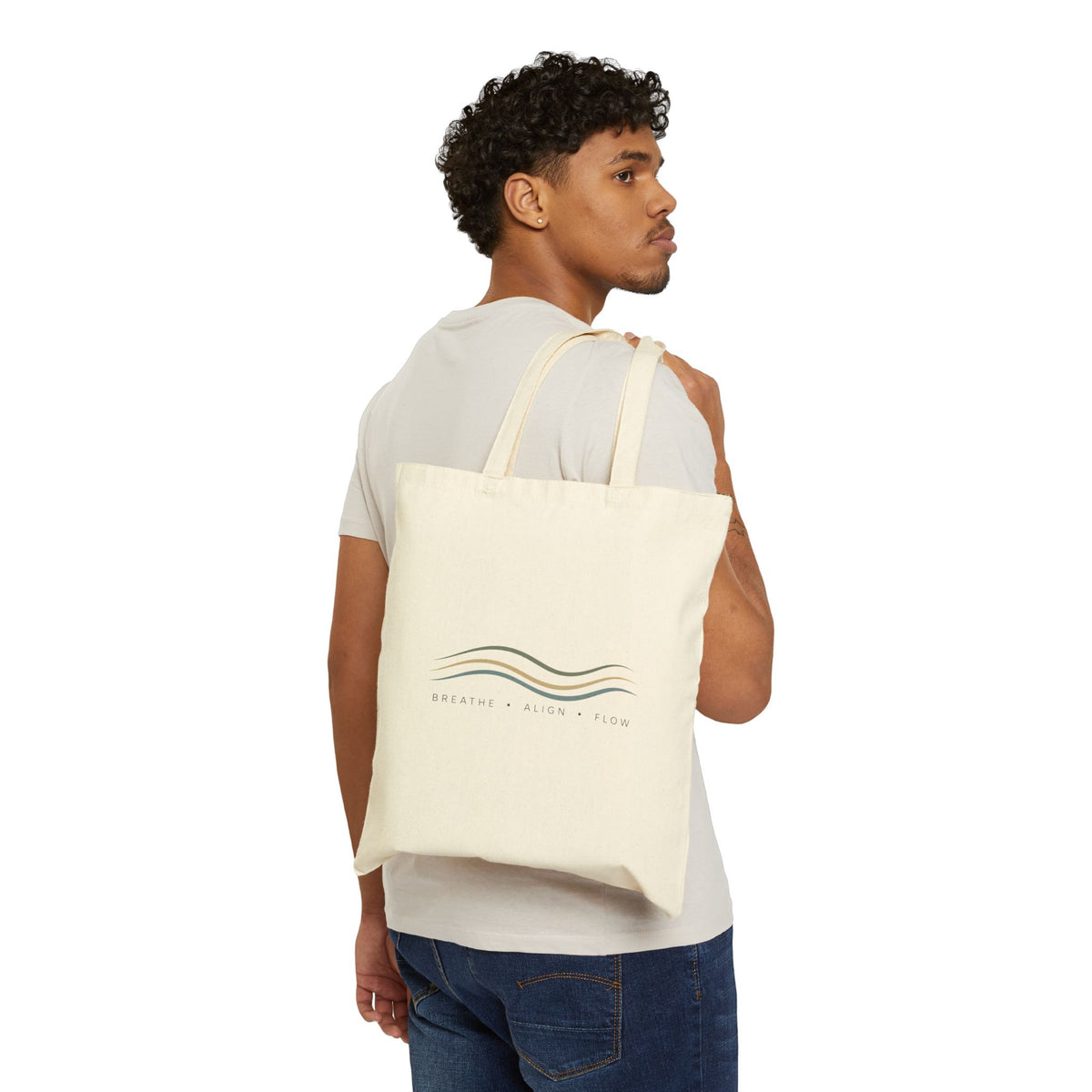 Minimal Wave Cotton Canvas Tote Bag