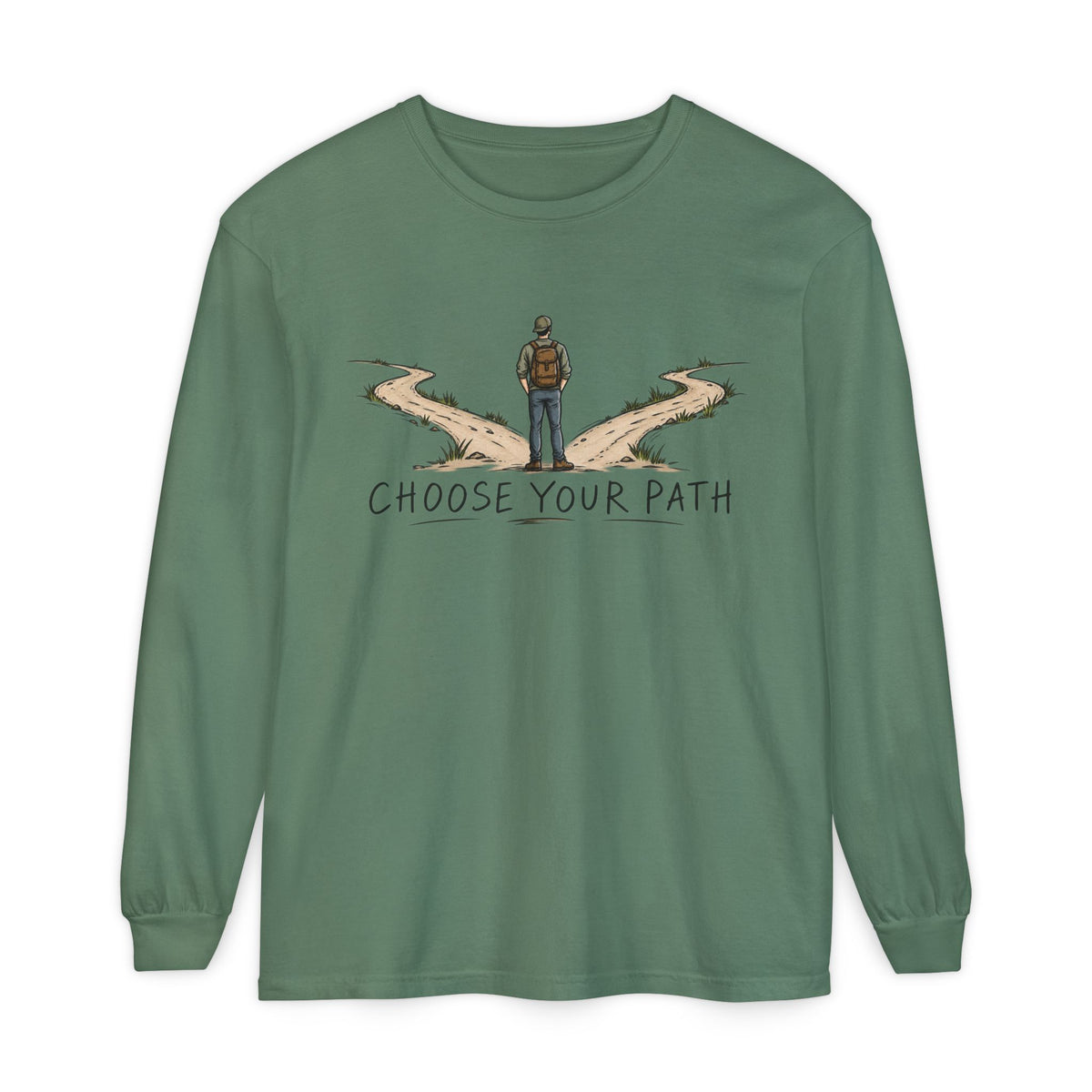 Choose Your Path Garment-Dyed Long Sleeve T-Shirt