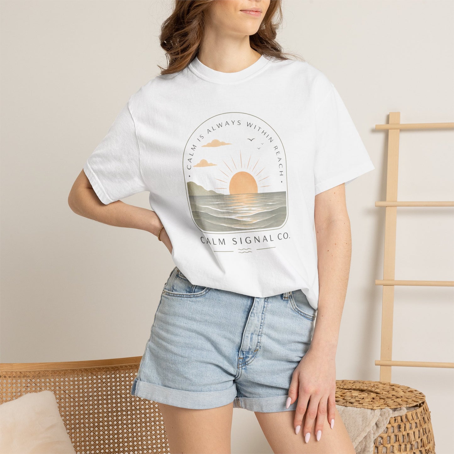 Sunset Calm Tee — Garment-Dyed Seaside T-Shirt