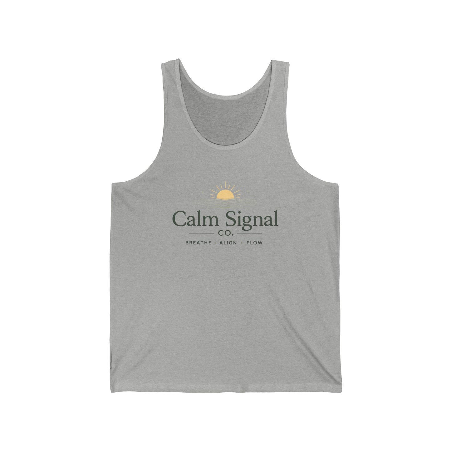 Calm Signal Tank Top — Minimal Sunrise Wellness Graphic Tank