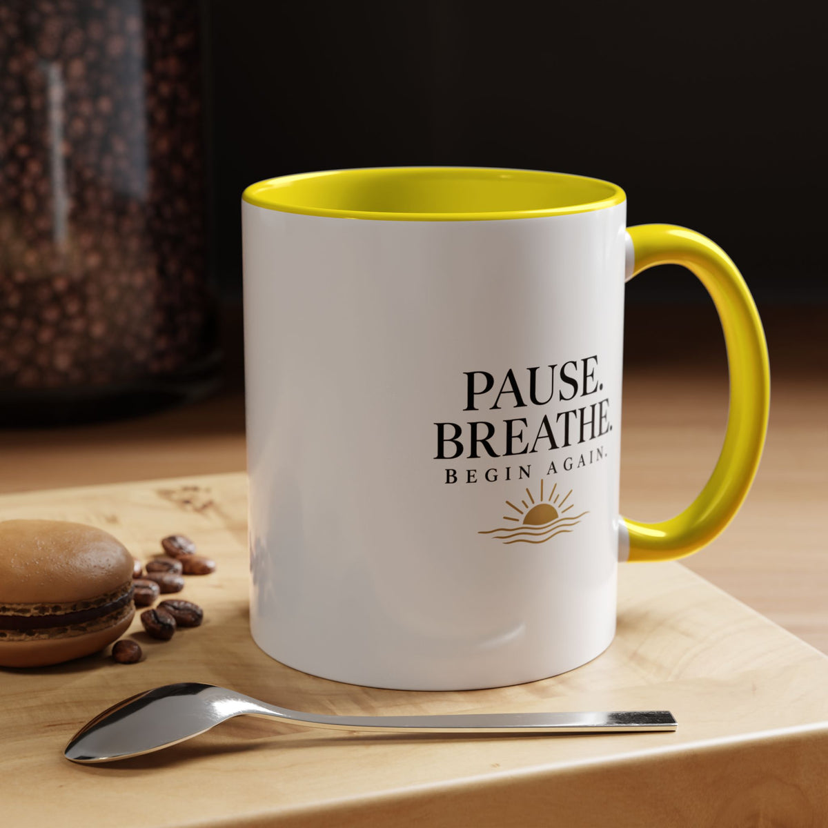 Pause, Breathe, Begin Again Ceramic Mug — 11/15 oz