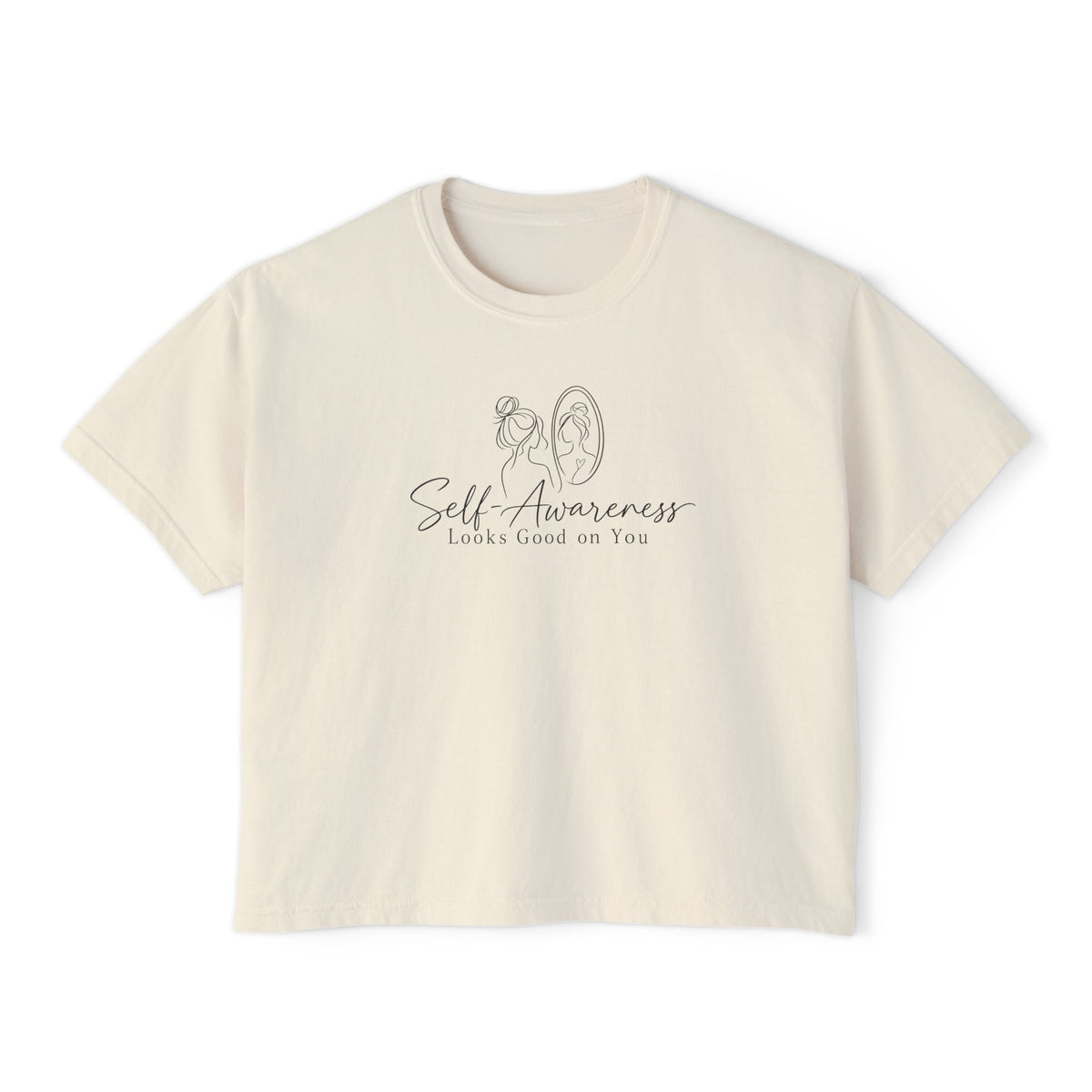 Self-Awareness Women's Boxy Tee | Minimal Line Art Self-Care Shirt