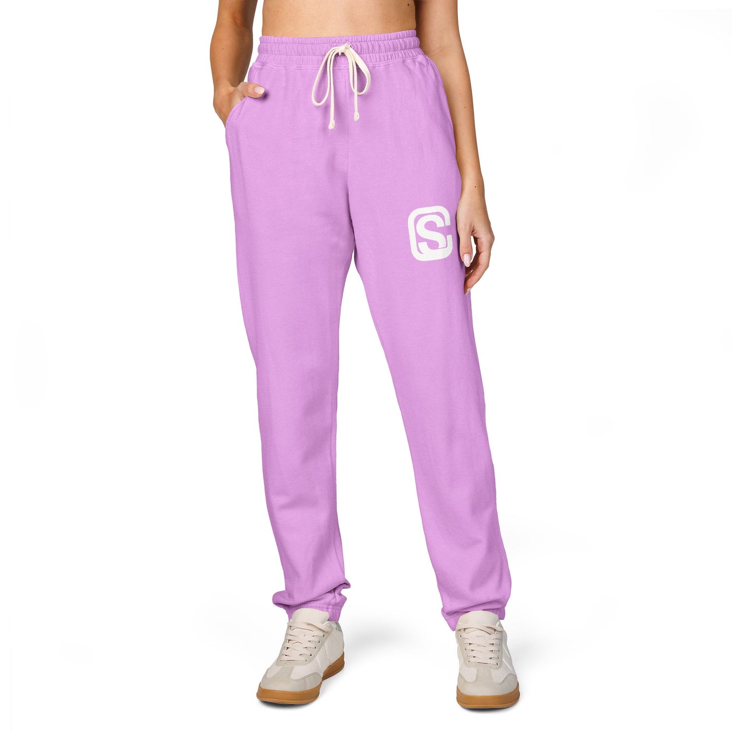 Embroidered 'C and S' Jogger Sweatpants — Garment-Dyed Fleece Casual Pants