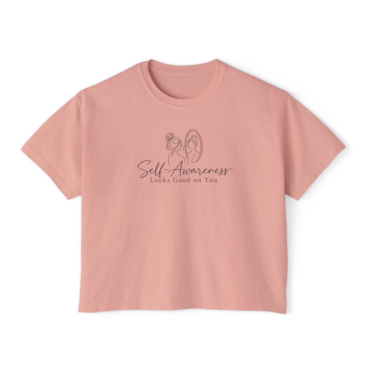 Self-Awareness Women's Boxy Tee | Minimal Line Art Self-Care Shirt