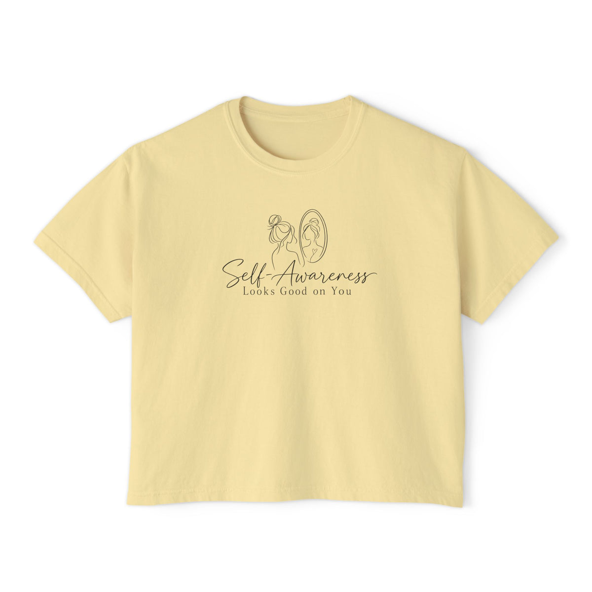 Self-Awareness Women's Boxy Tee | Minimal Line Art Self-Care Shirt