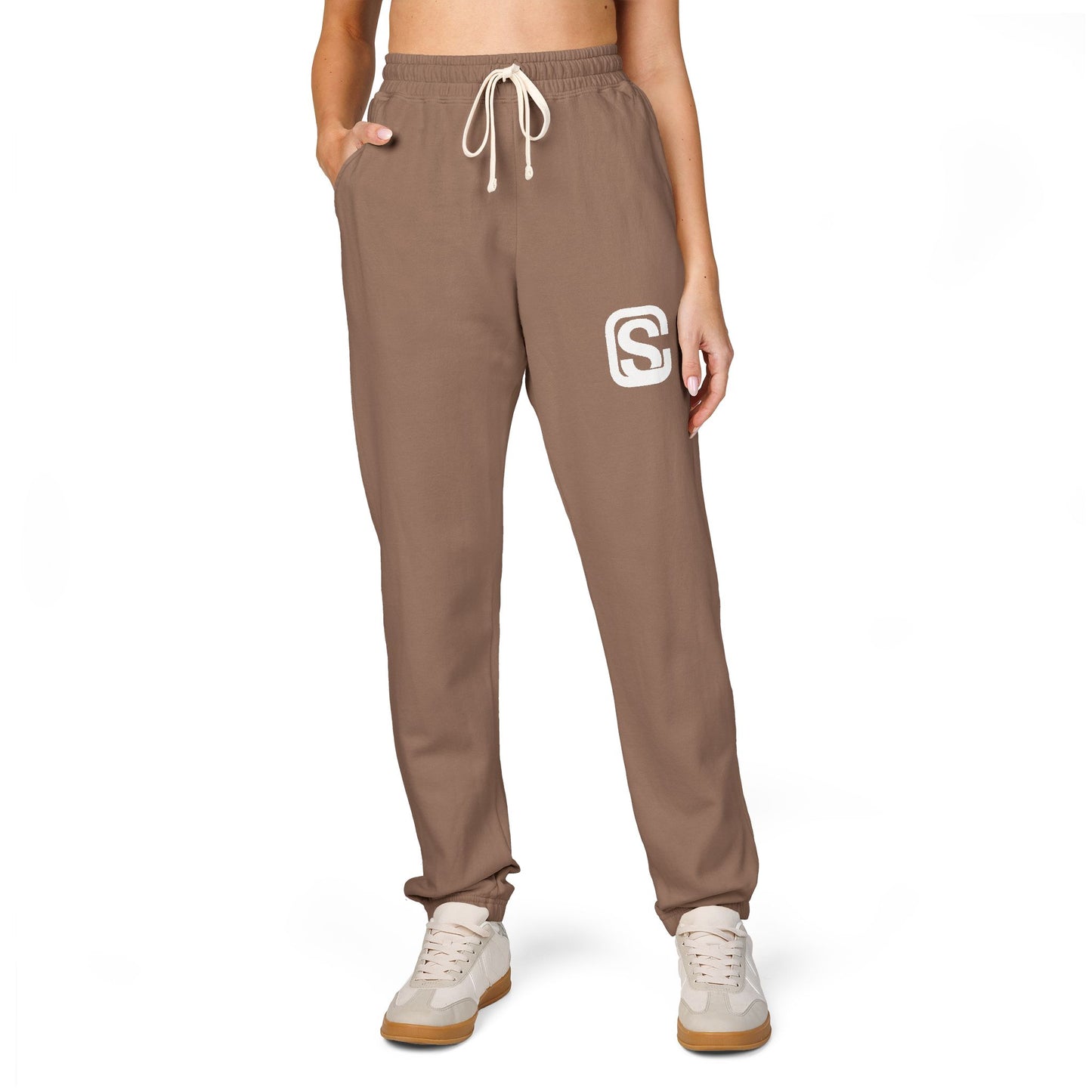 Embroidered 'C and S' Jogger Sweatpants — Garment-Dyed Fleece Casual Pants