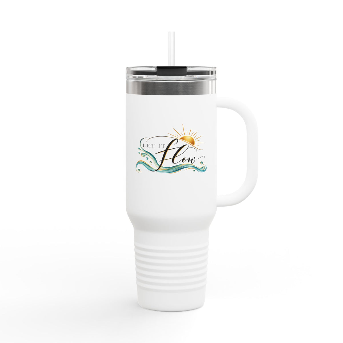 40oz Insulated Travel Mug — “Let It Flow” Wave Design