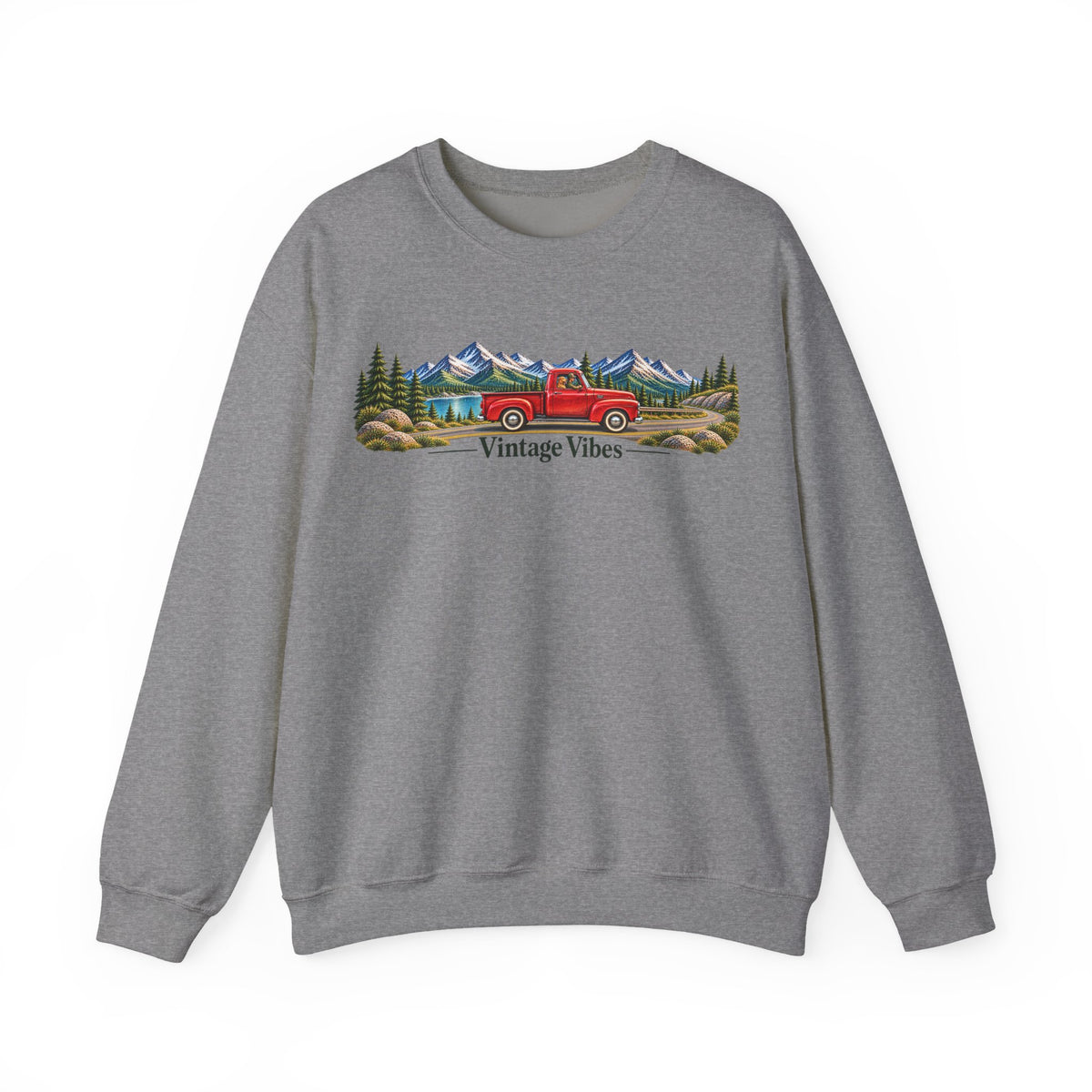 Vintage Truck Sweatshirt – 'Vintage Vibes' Mountain Scenic Crewneck