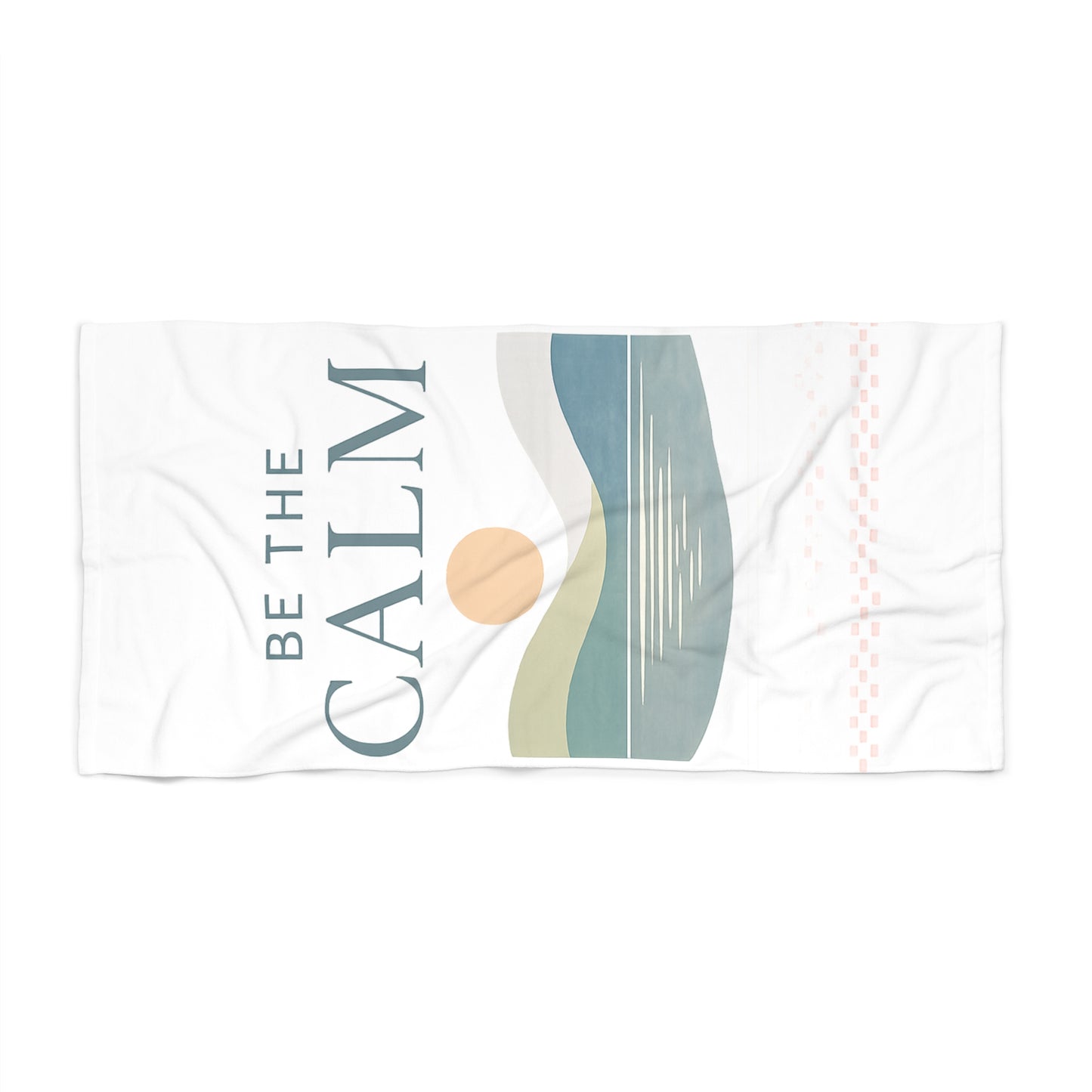 Be the Calm Beach Towel — Minimalist Sea-Glass Ocean Print, Lightweight Absorbent Reminder of Calm