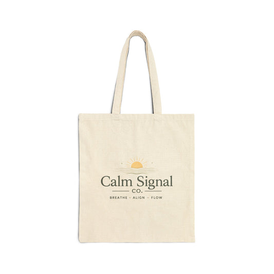 Calm Signal Canvas Tote Bag – 'Calm Signal Co.' Breath, Align, Flow Organic Cotton Tote