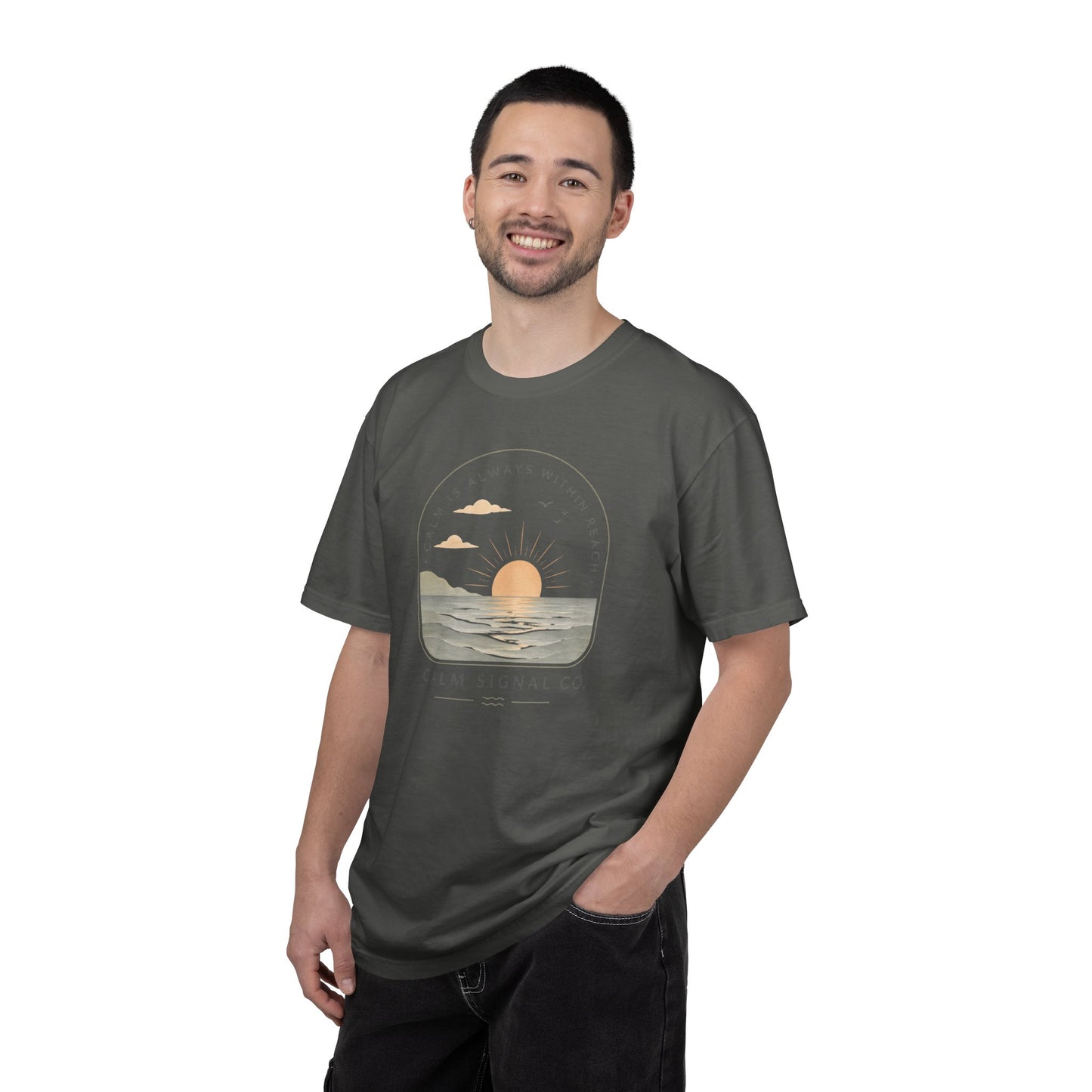 Sunset Calm Tee — Garment-Dyed Seaside T-Shirt