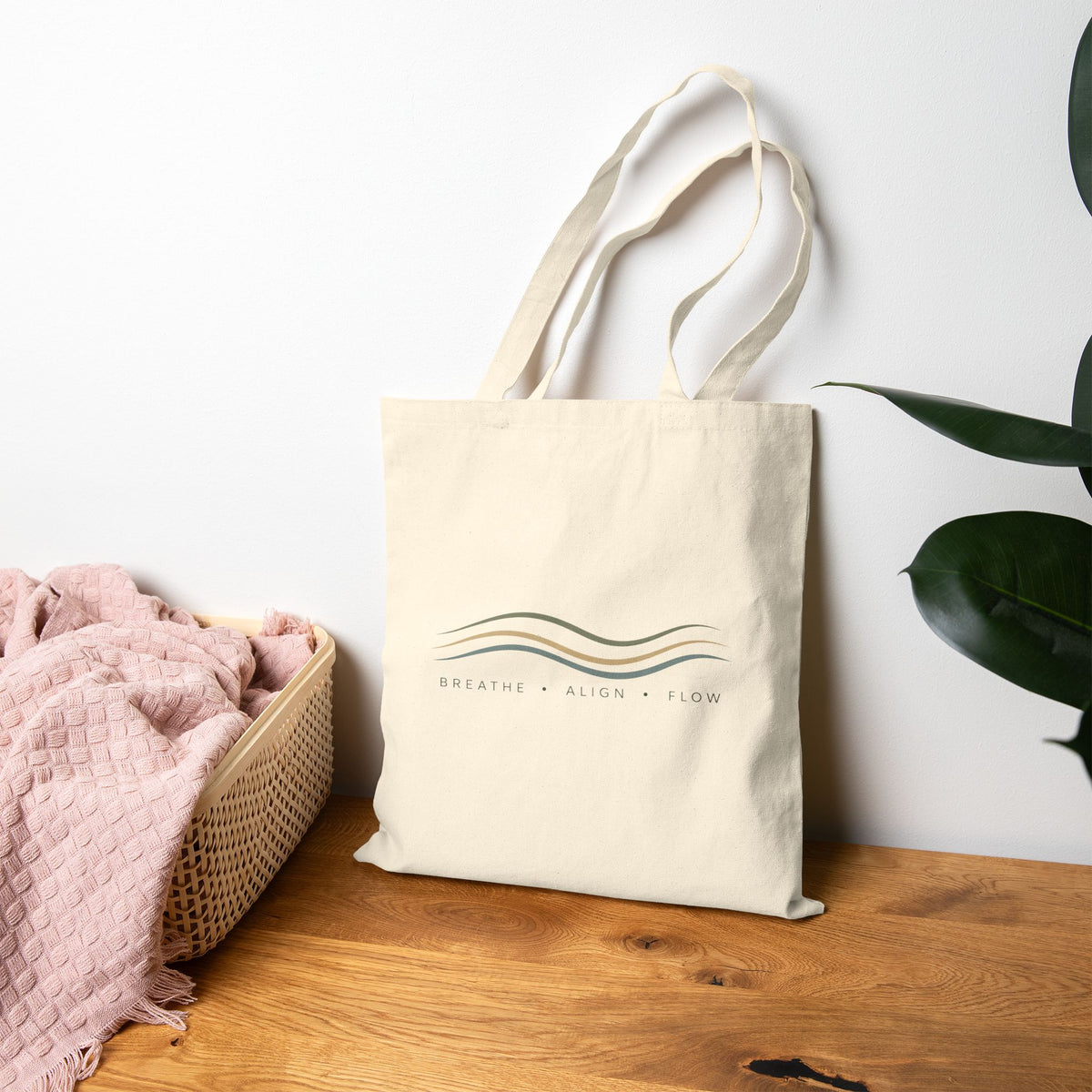 Minimal Wave Cotton Canvas Tote Bag