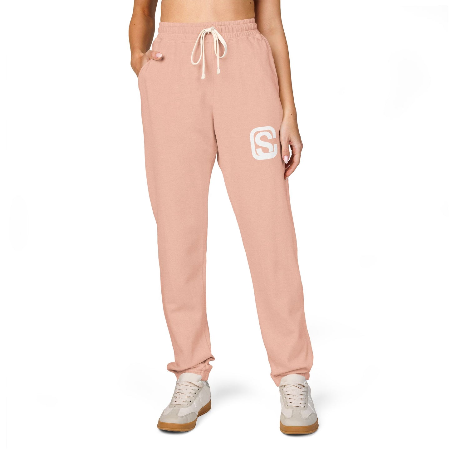 Embroidered 'C and S' Jogger Sweatpants — Garment-Dyed Fleece Casual Pants