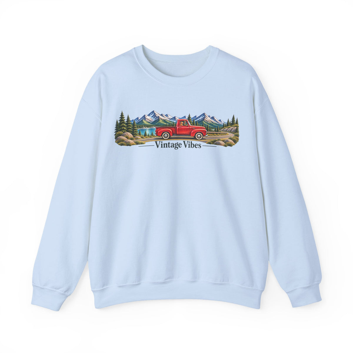 Vintage Truck Sweatshirt – 'Vintage Vibes' Mountain Scenic Crewneck