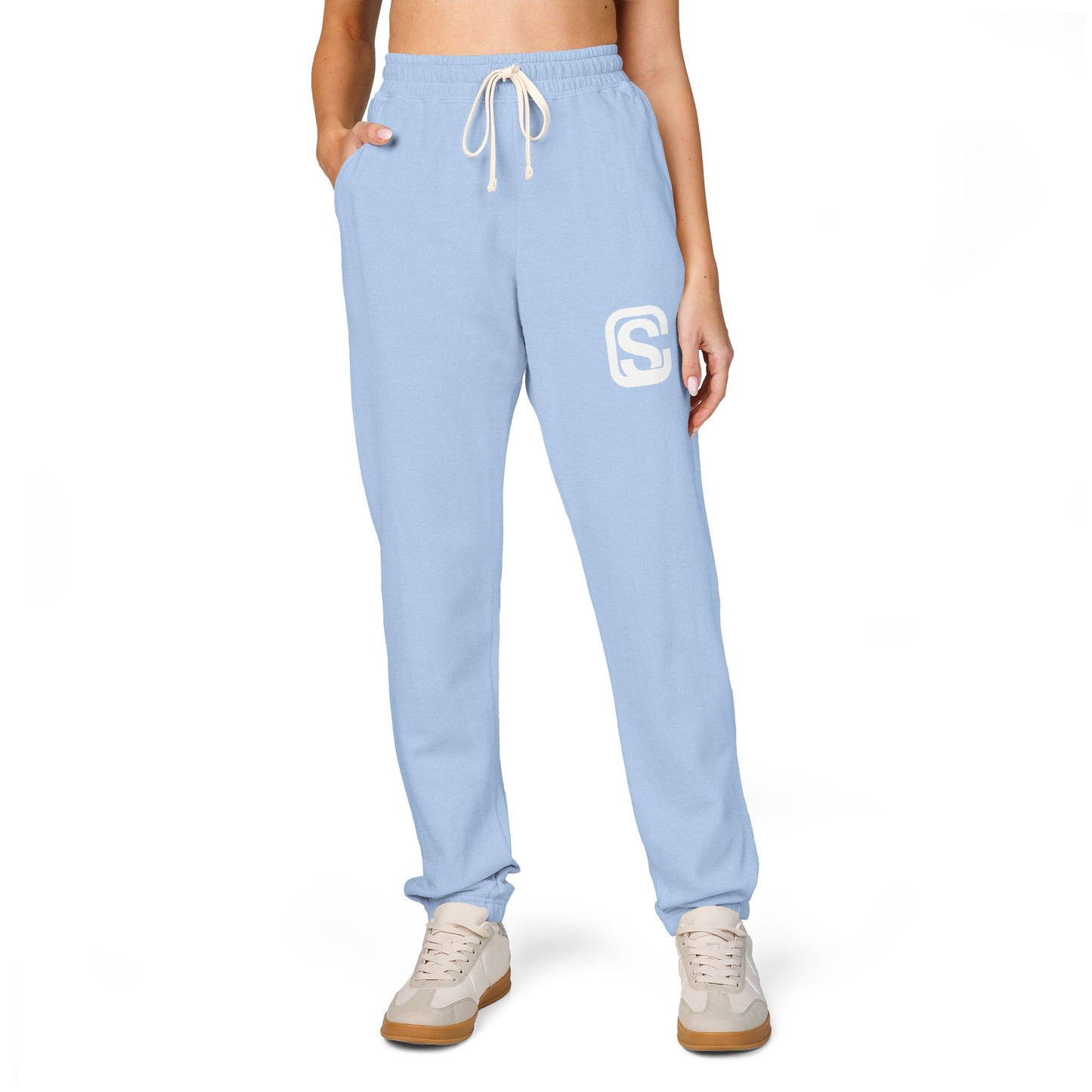Embroidered 'C and S' Jogger Sweatpants — Garment-Dyed Fleece Casual Pants