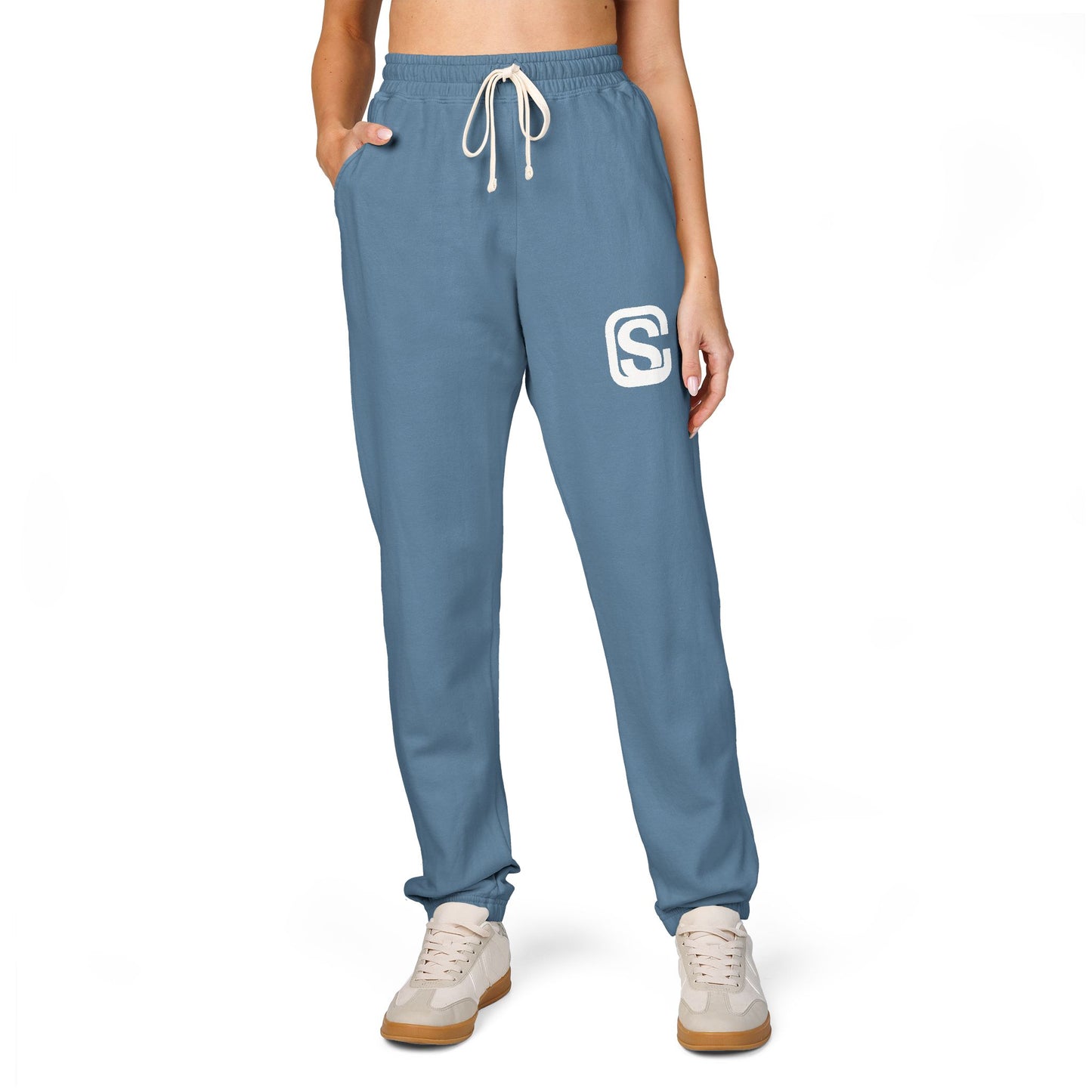 Embroidered 'C and S' Jogger Sweatpants — Garment-Dyed Fleece Casual Pants