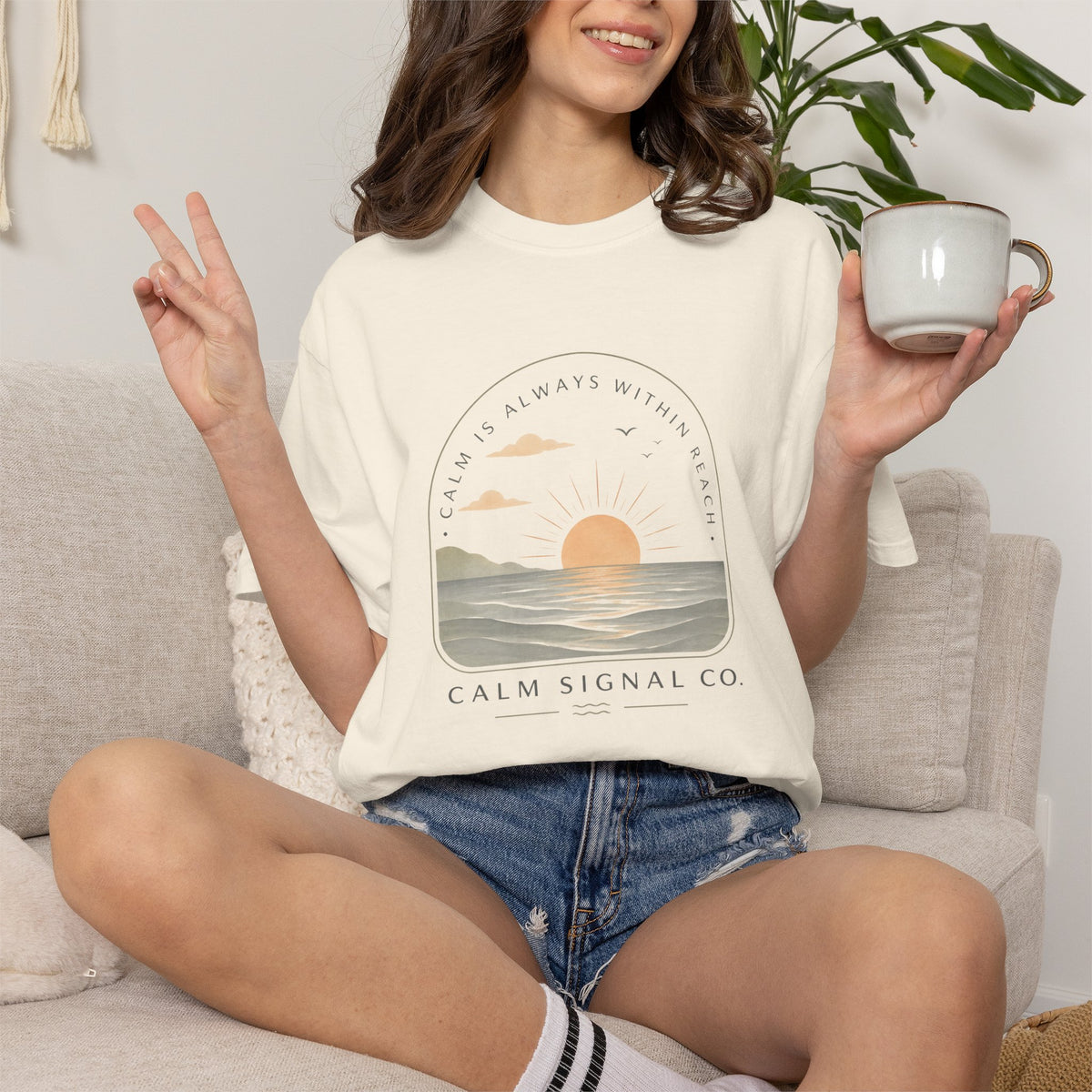 Sunset Calm Tee — Garment-Dyed Seaside T-Shirt