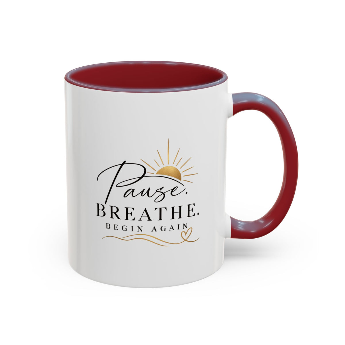Pause. Breathe. Begin Again Mug — Inspirational Ceramic