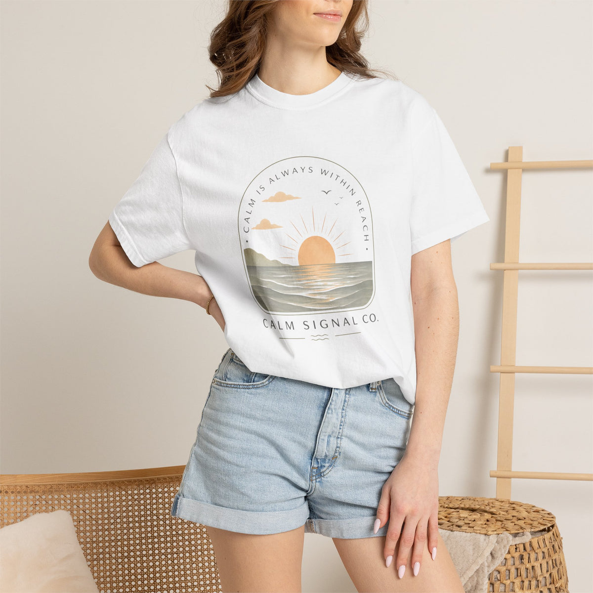 Sunset Calm Tee — Garment-Dyed Seaside T-Shirt