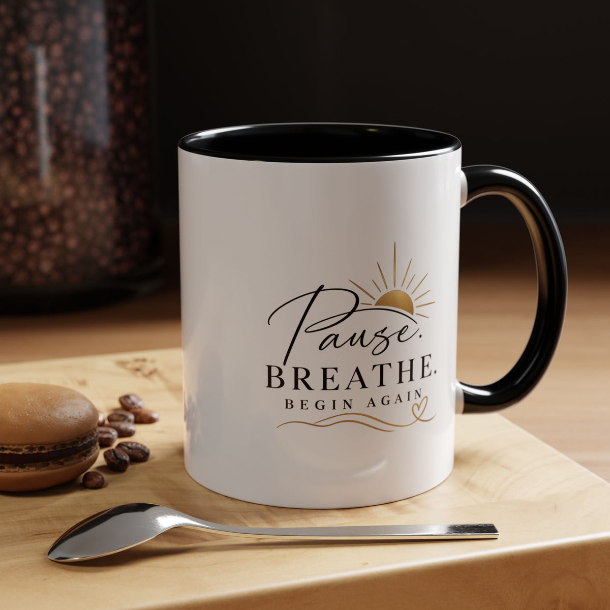 Pause. Breathe. Begin Again Mug — Inspirational Ceramic