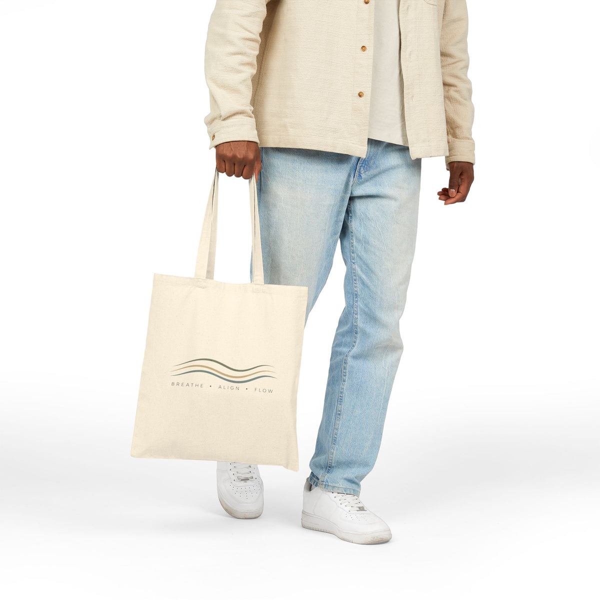 Minimal Wave Cotton Canvas Tote Bag