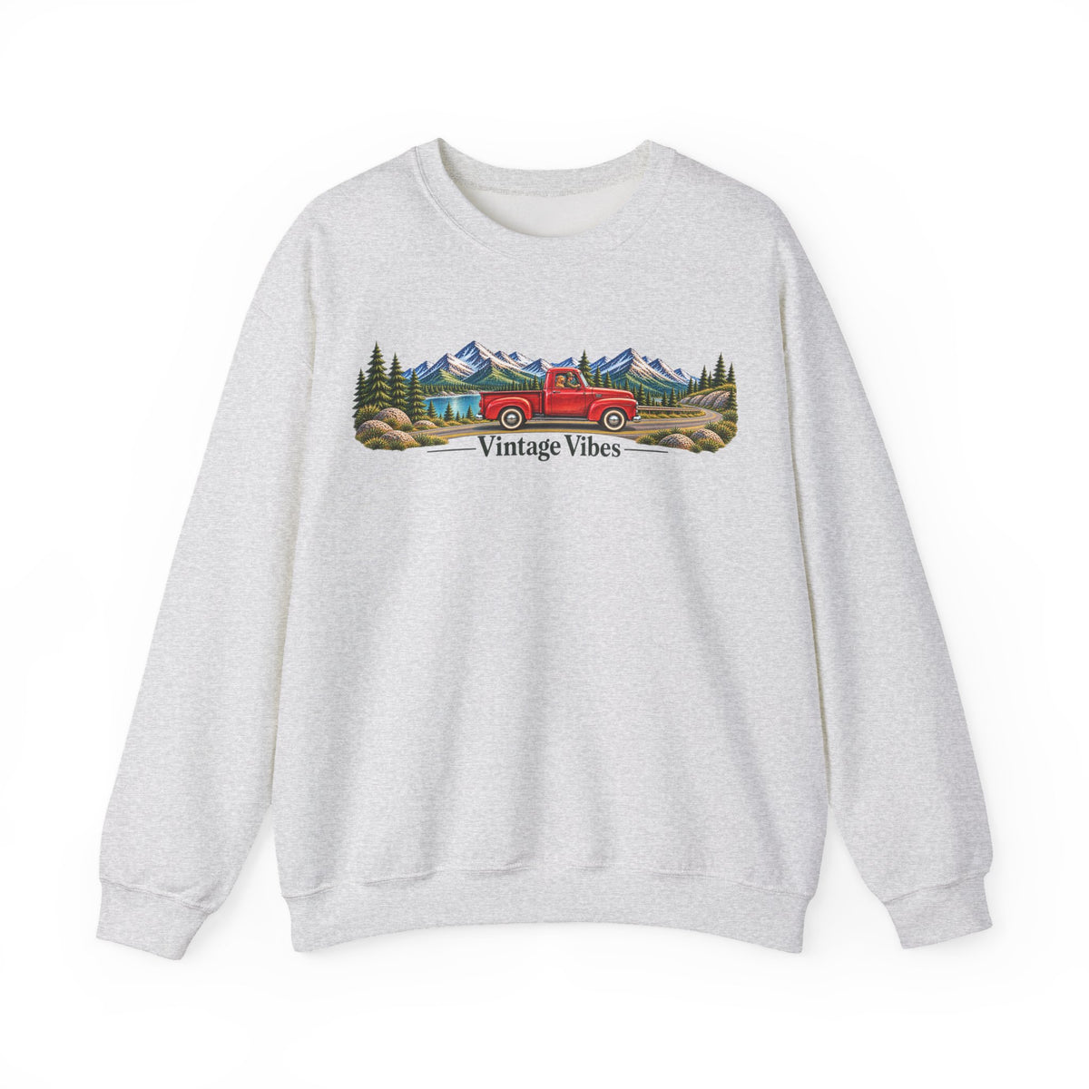 Vintage Truck Sweatshirt – 'Vintage Vibes' Mountain Scenic Crewneck