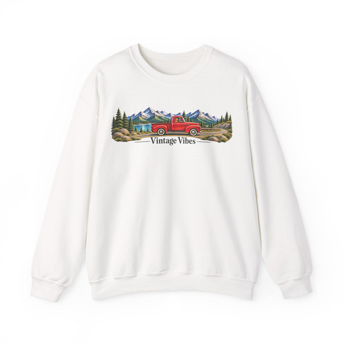 Vintage Truck Sweatshirt – 'Vintage Vibes' Mountain Scenic Crewneck