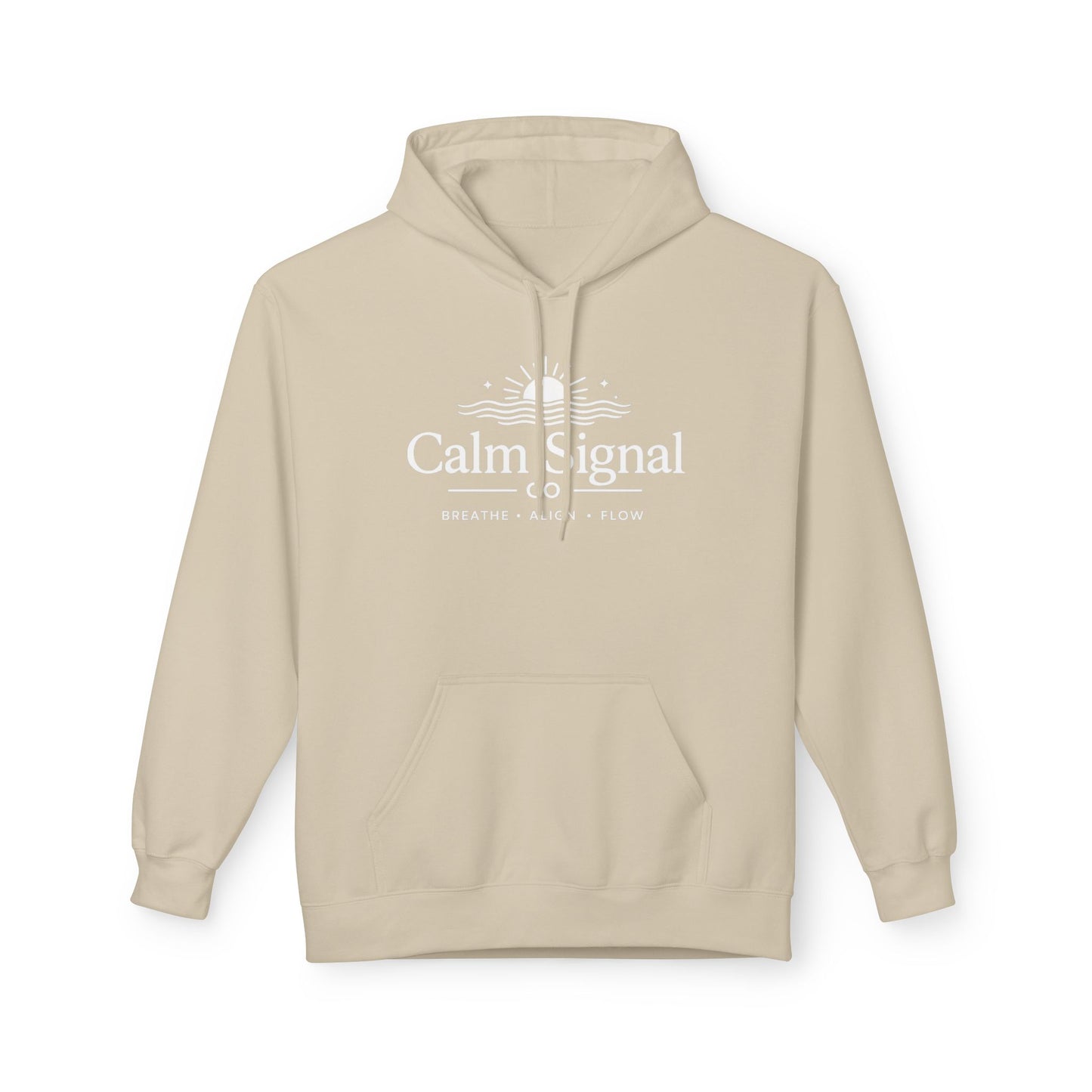Calm Signal Hoodie – Breathe, Rise, Flow Meditation Pullover