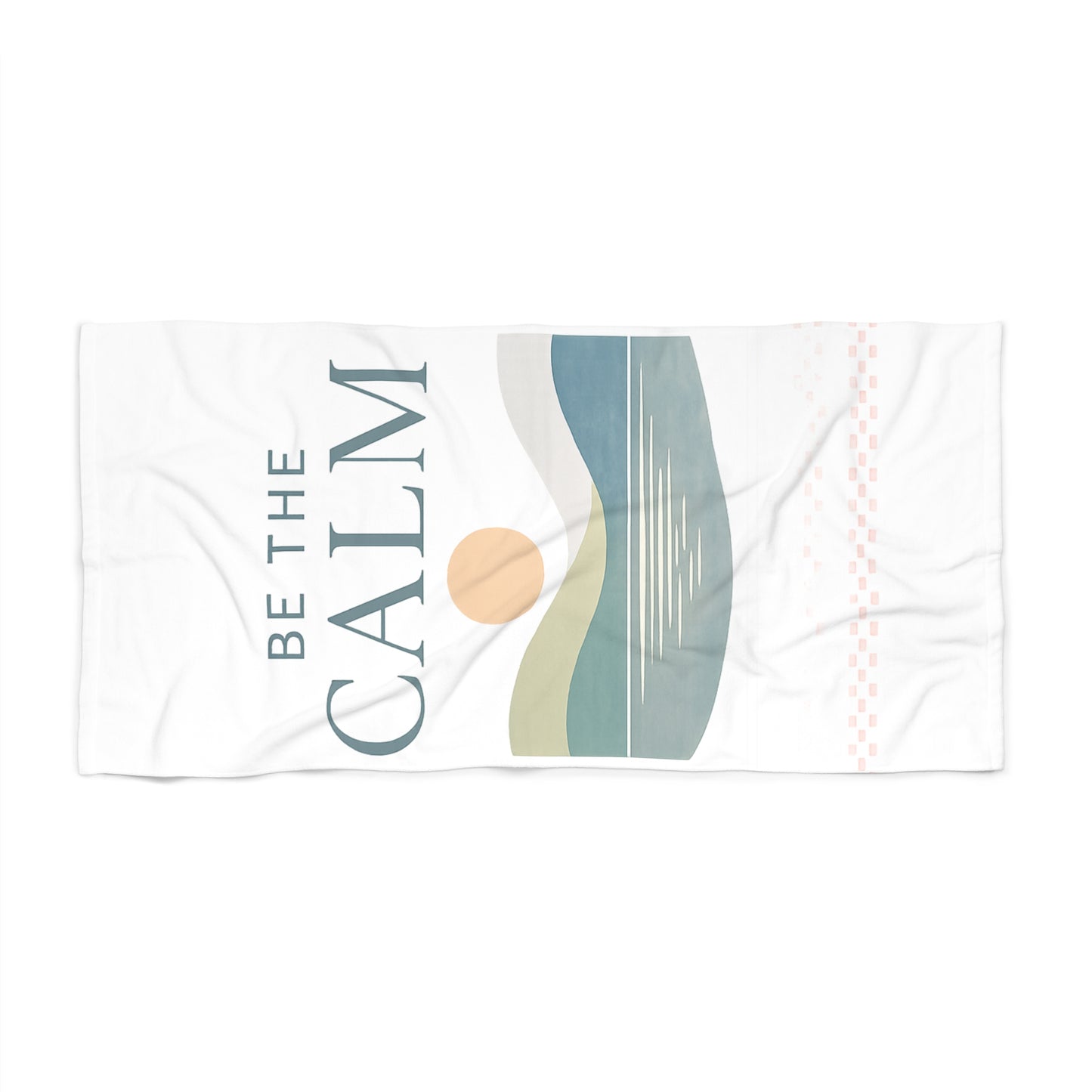 Be the Calm Beach Towel — Minimalist Sea-Glass Ocean Print, Lightweight Absorbent Reminder of Calm