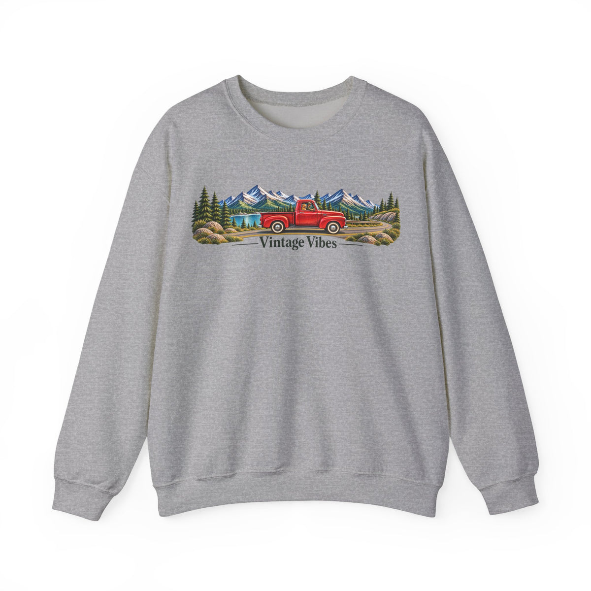 Vintage Truck Sweatshirt – 'Vintage Vibes' Mountain Scenic Crewneck