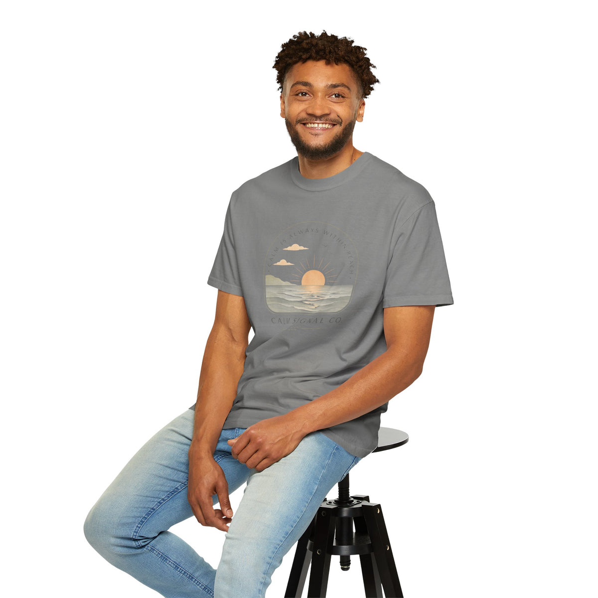 Sunset Calm Tee — Garment-Dyed Seaside T-Shirt