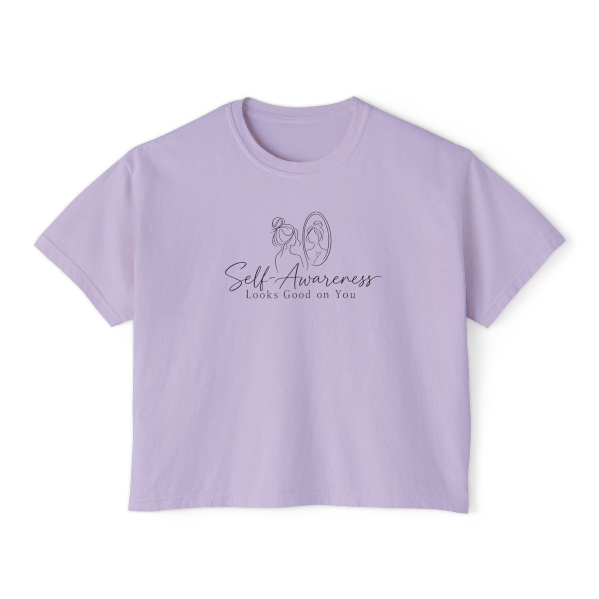 Self-Awareness Women's Boxy Tee | Minimal Line Art Self-Care Shirt