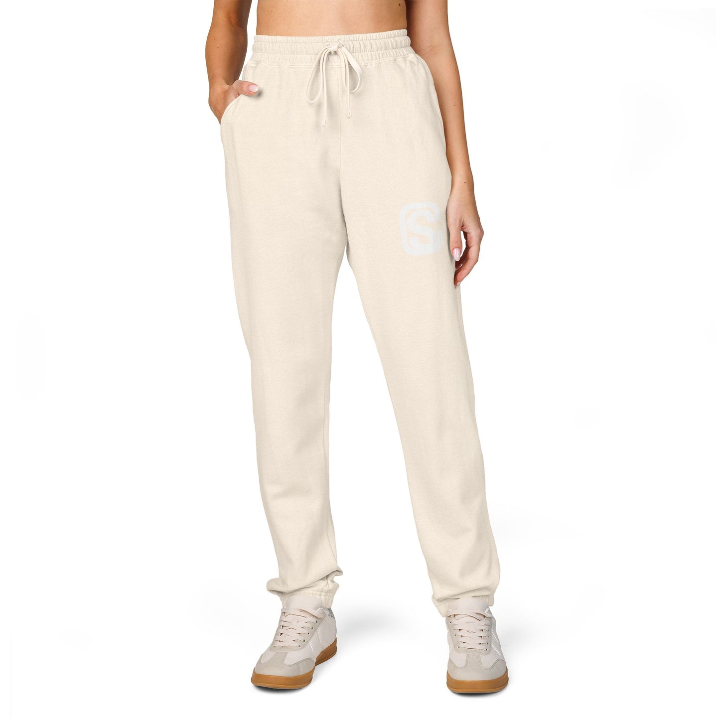 Embroidered 'C and S' Jogger Sweatpants — Garment-Dyed Fleece Casual Pants