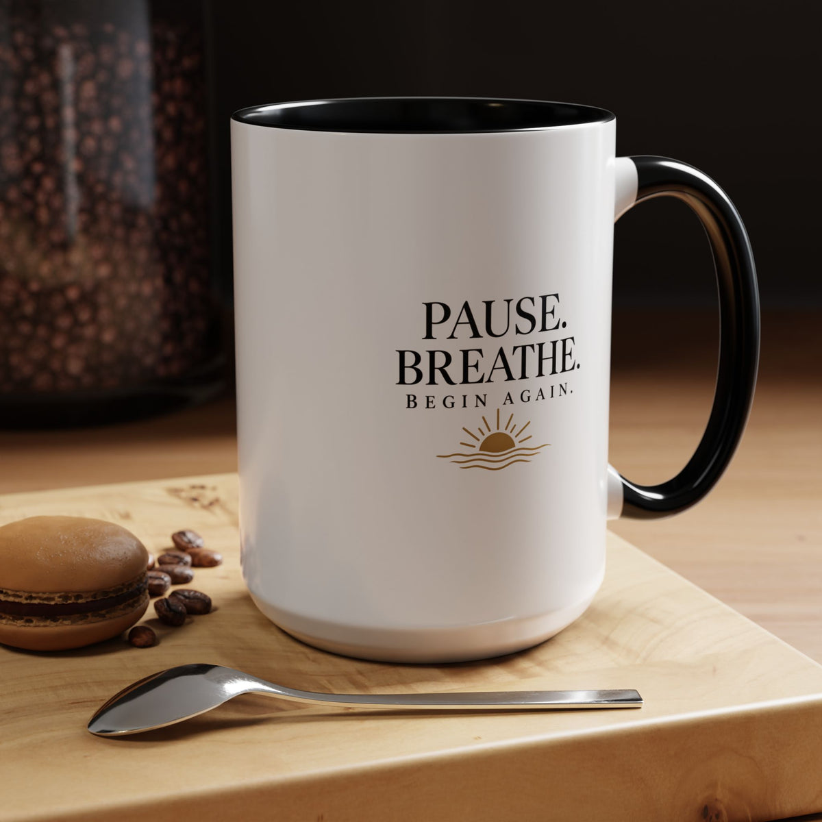 Pause, Breathe, Begin Again Ceramic Mug — 11/15 oz