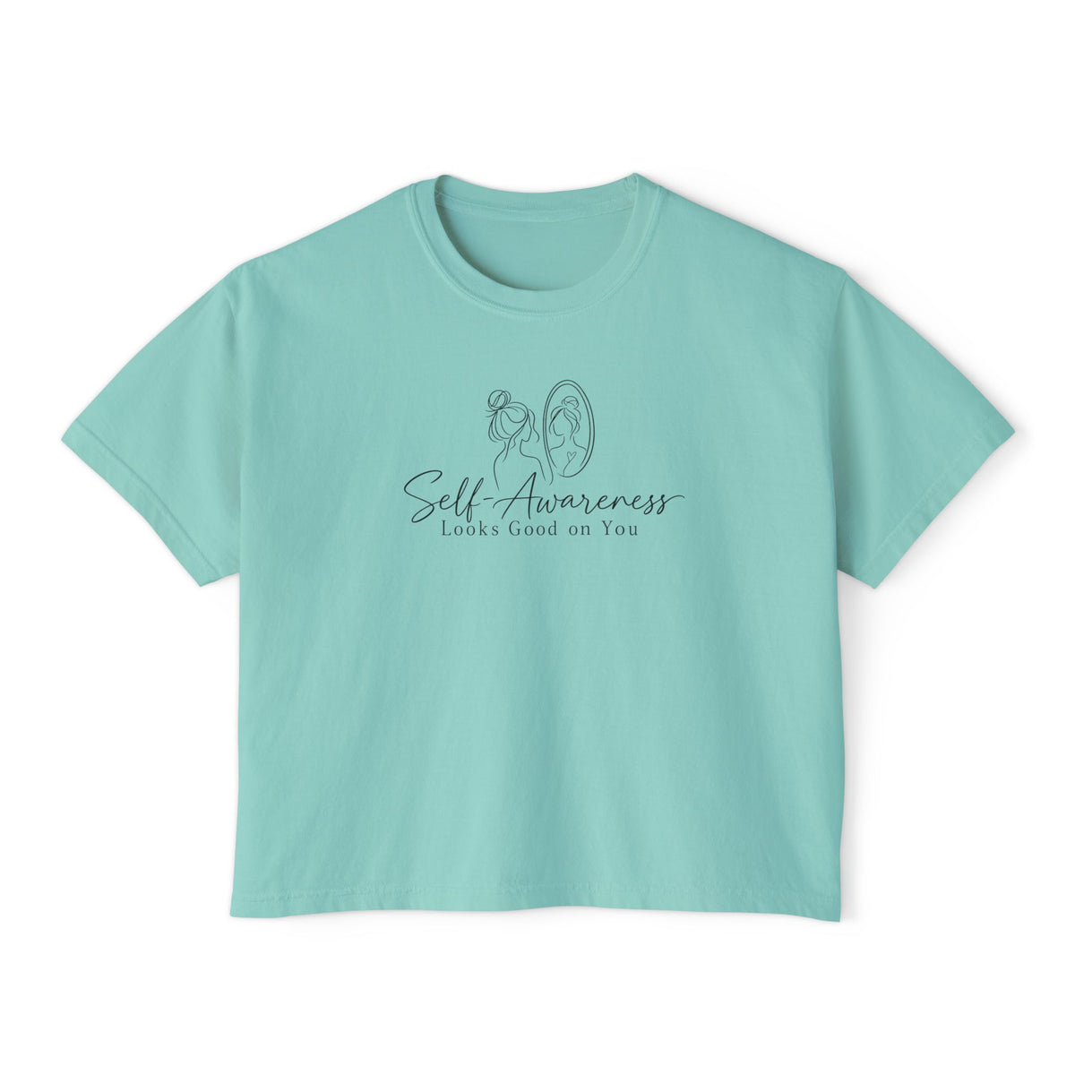 Self-Awareness Women's Boxy Tee | Minimal Line Art Self-Care Shirt