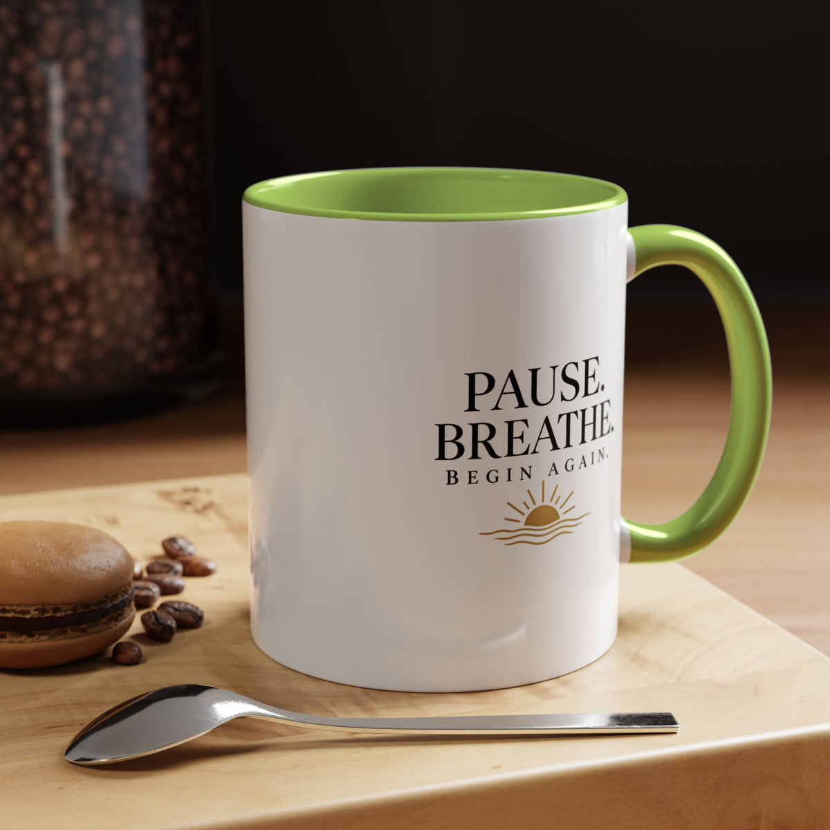 Pause, Breathe, Begin Again Ceramic Mug — 11/15 oz