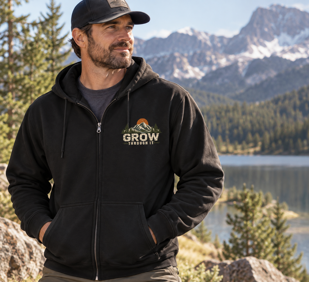 Grow Through It Mountain Zip Hoodie – Climb the Mountain