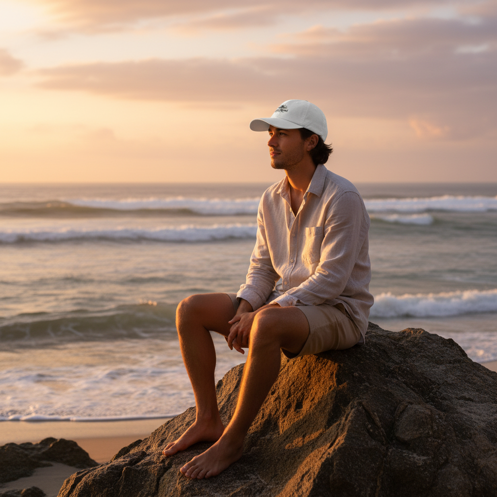 Calm Signal Dad Cap White Lifestyle