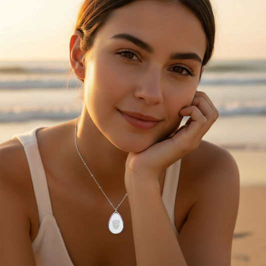 Calm Signal Oval Pendant Necklace Editorial Lifestyle