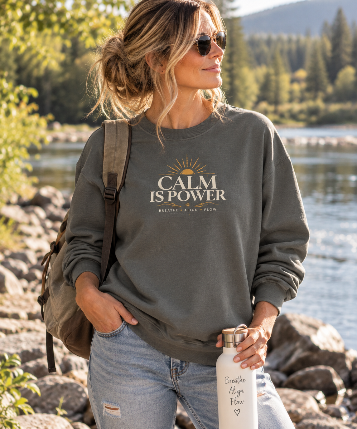Calm Is Power Graphic Sweatshirt — Relaxed Fit